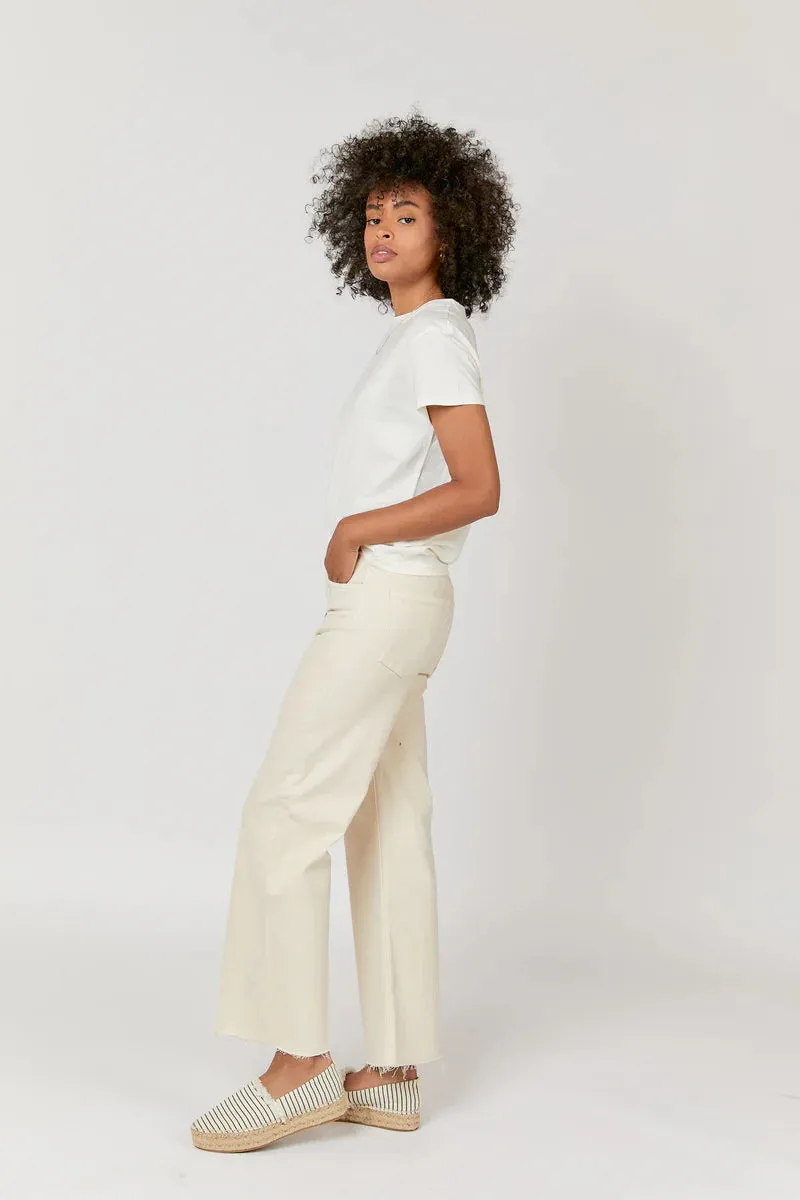 Aberdeen High Rise Wide Leg Ankle Crop - Ecru