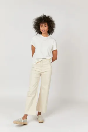 Aberdeen High Rise Wide Leg Ankle Crop - Ecru