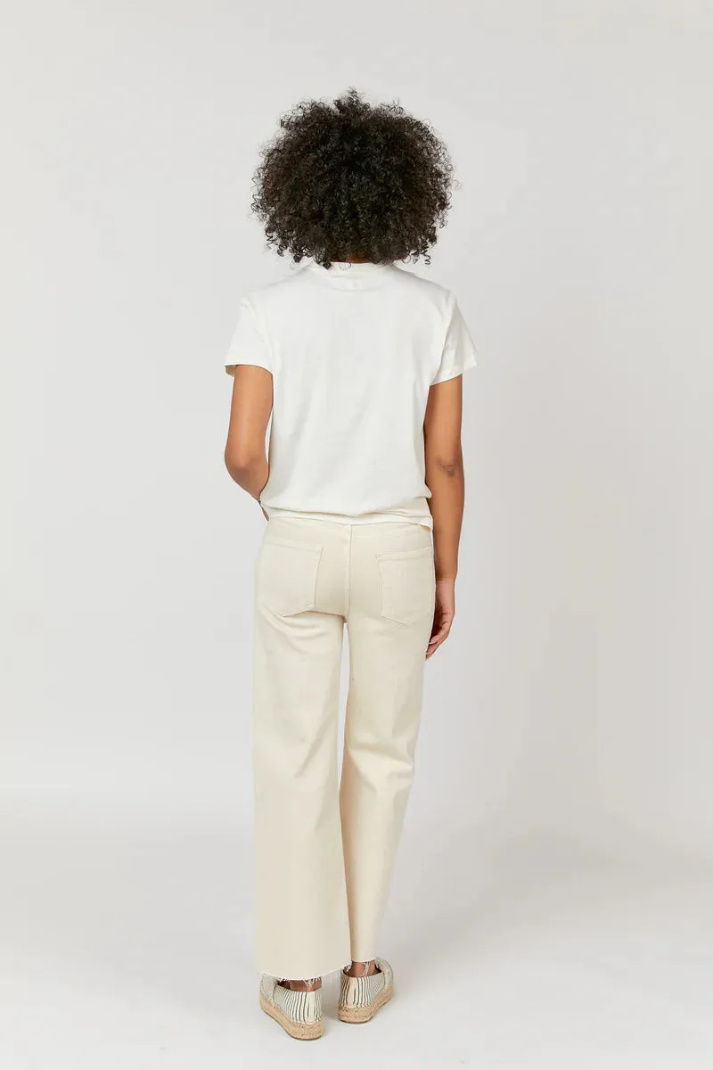 Aberdeen High Rise Wide Leg Ankle Crop - Ecru