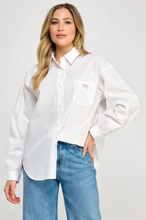 Bow Detail Button Down Shirt