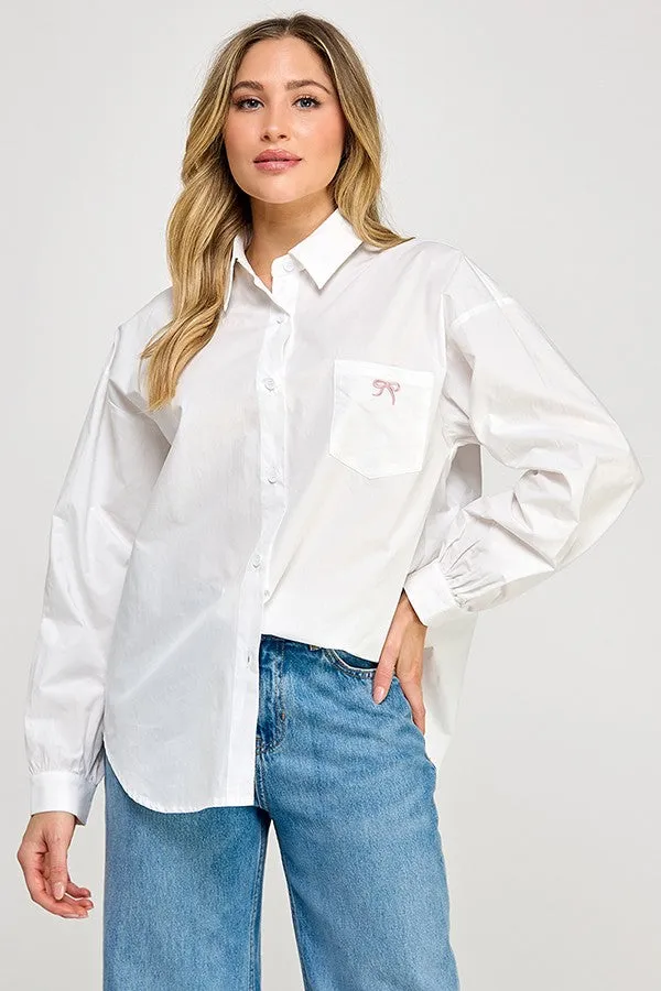 Bow Detail Button Down Shirt