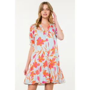 Cecelia Striped Floral Print Mini Dress