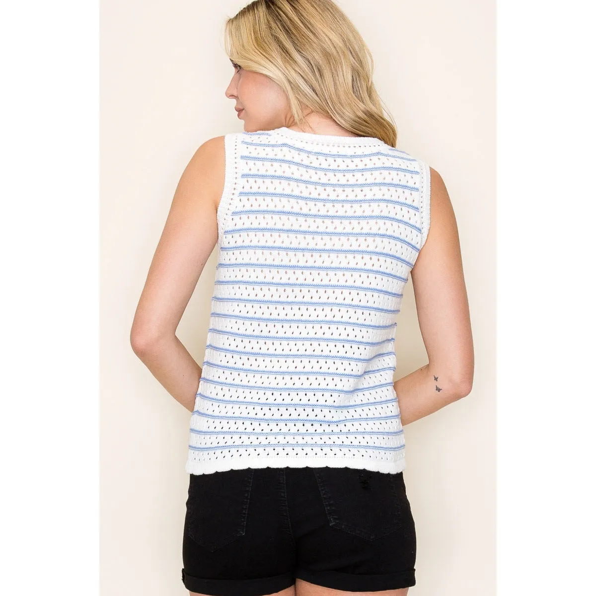 Corinne Sleeveless Crochet Sweater