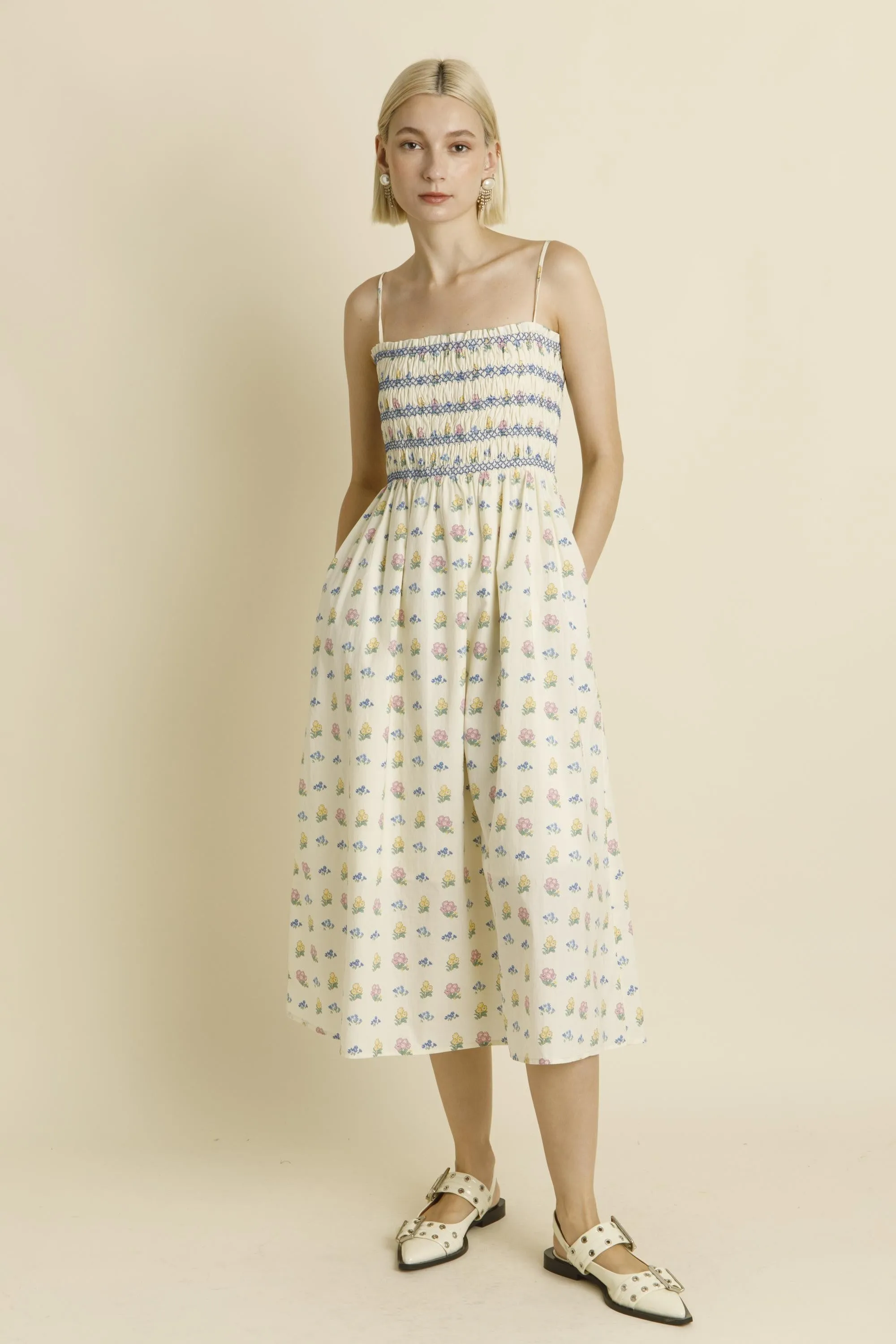Fiona Floral Smocked Midi Dress