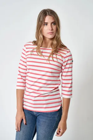 French Sleeve T- Shirt - Coral Stripe