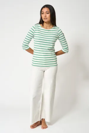 French Sleeve T- Shirt - Green Stripe