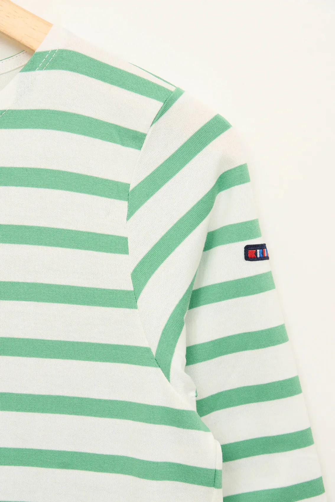 French Sleeve T- Shirt - Green Stripe