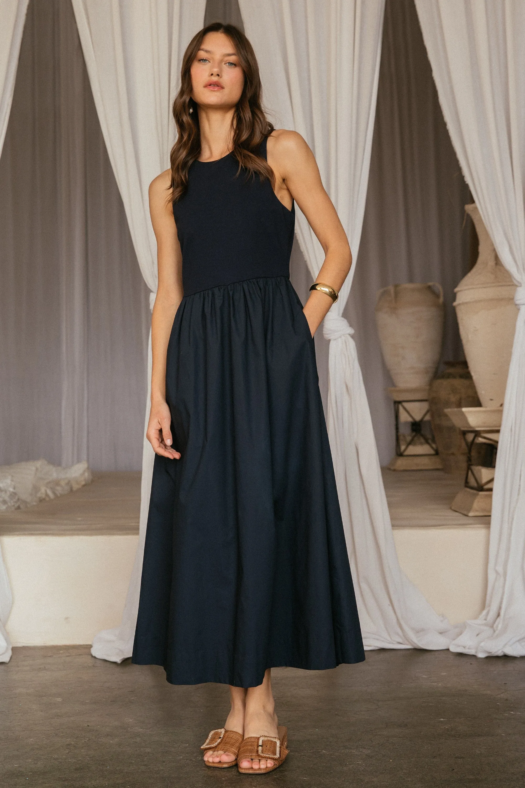 Grace Midi Dress - Navy