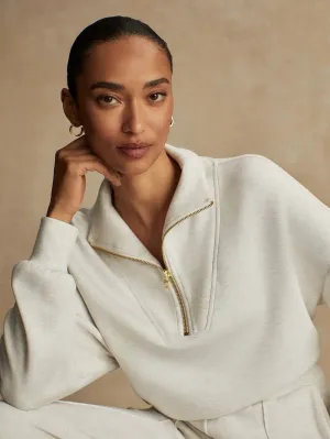 Hawley Half-Zip Sweat - Ivory Marl