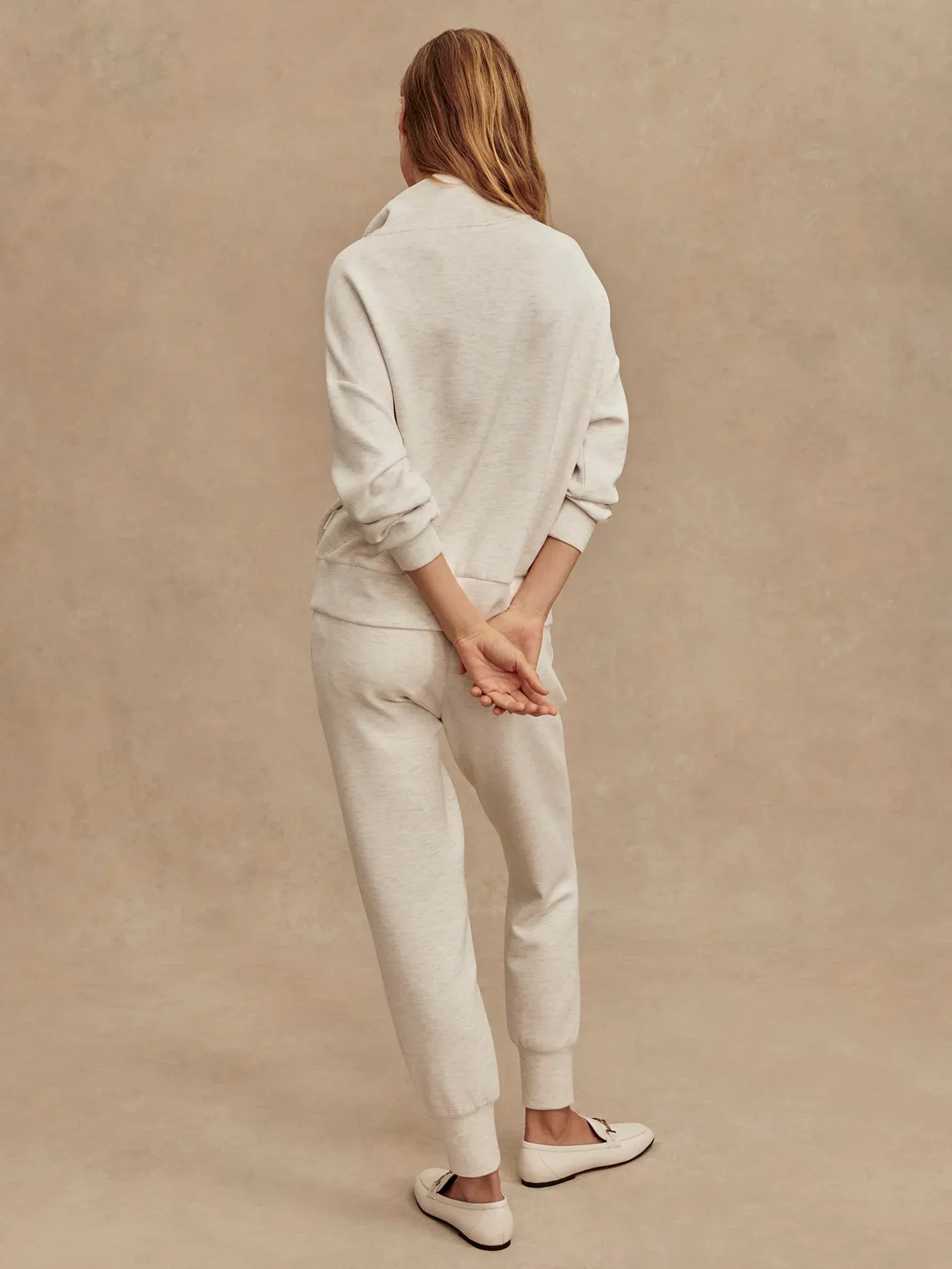 Hawley Half-Zip Sweat - Ivory Marl