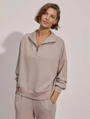 Hawley Half-Zip Sweat - Taupe Marl