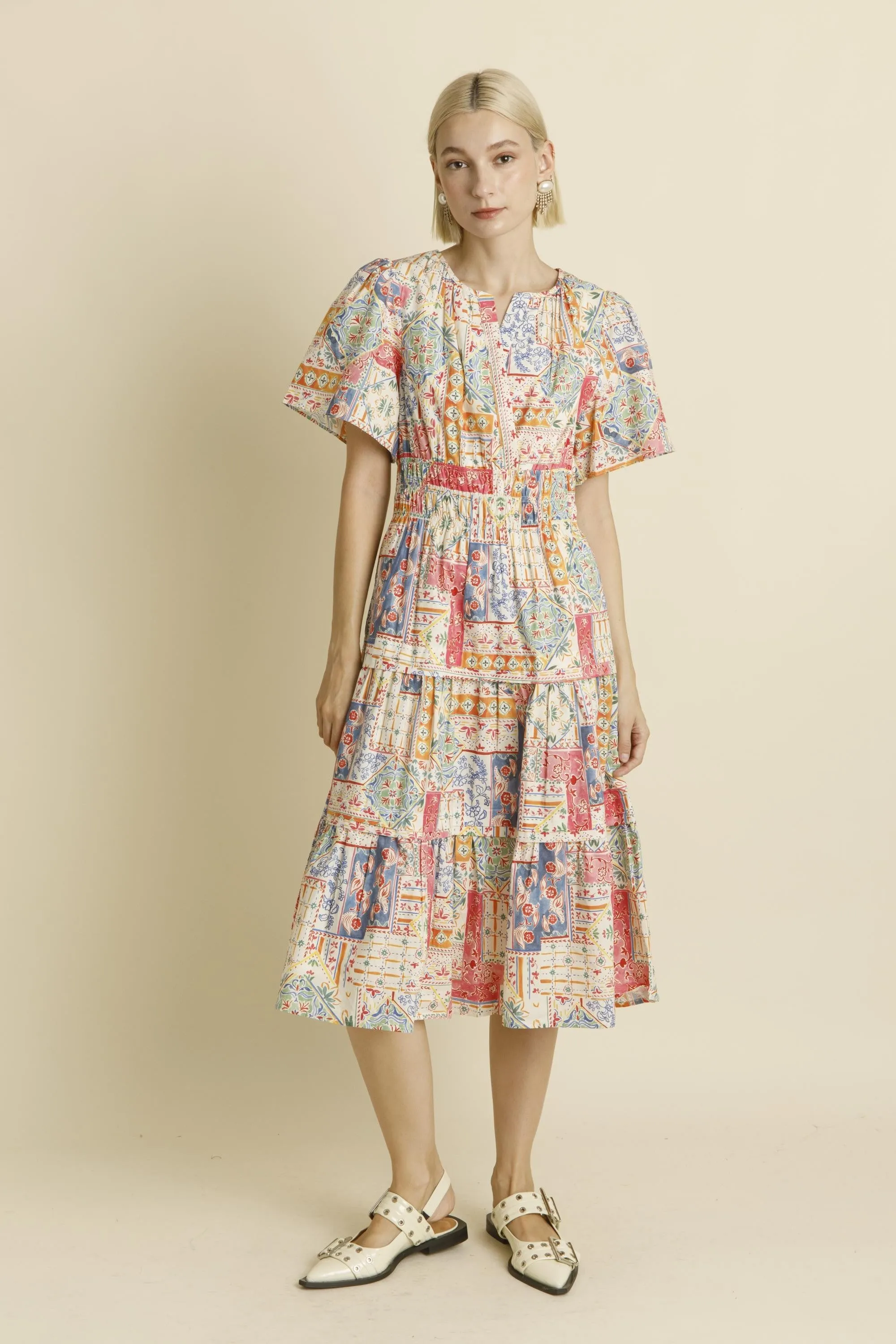 Patchwork Printed Midi