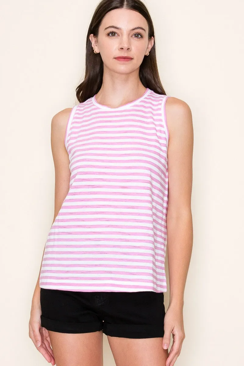 Pink   White Stripe Tank