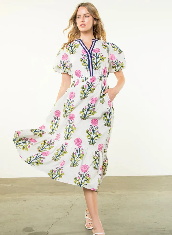 Poppy Puff Sleeve Floral Dress
