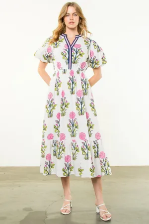 Poppy Puff Sleeve Floral Dress