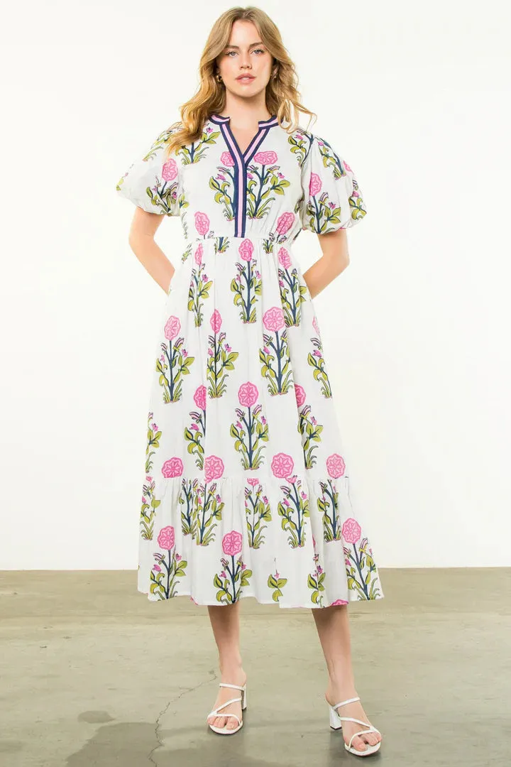 Poppy Puff Sleeve Floral Dress