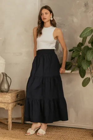 Quinn Poplin Tiered Maxi Skirt