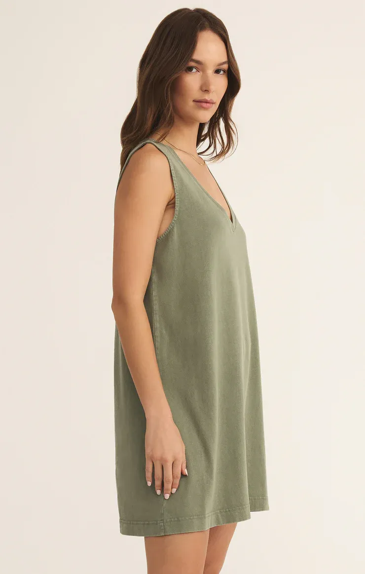 Sloane V-Neck Mini Dress - Avocado