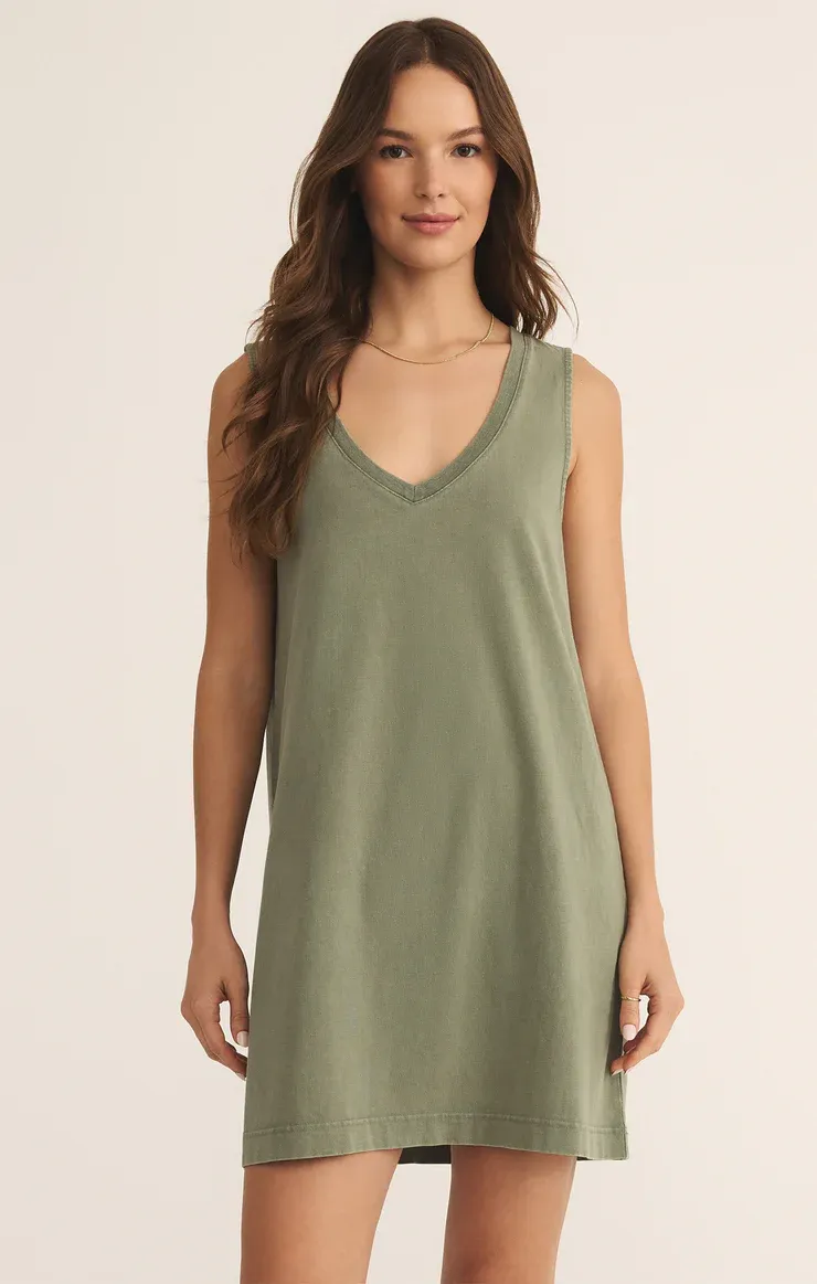 Sloane V-Neck Mini Dress - Avocado