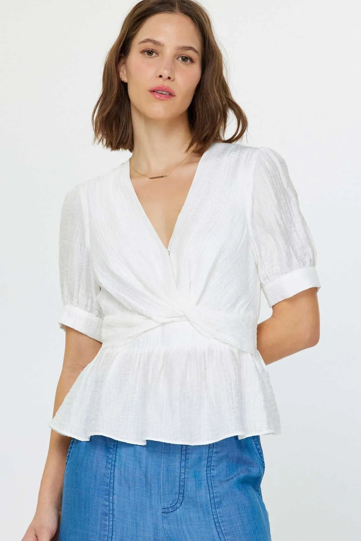 Twist Front Peplum Blouse