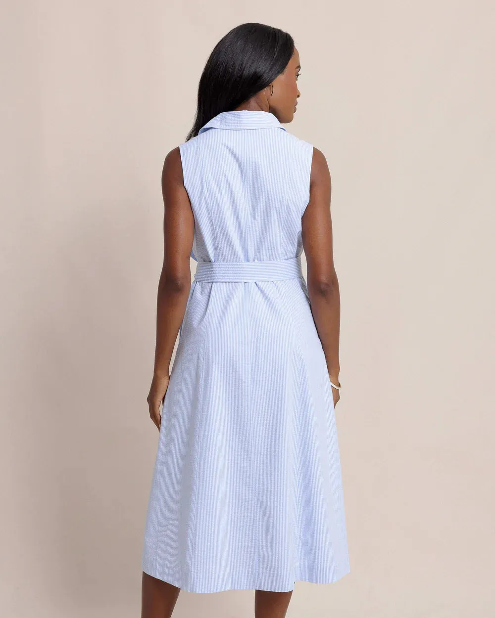 Whitley Seersucker Midi Dress - Ocean Channel