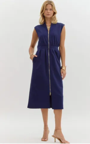 Zaria Zip Dress - Navy